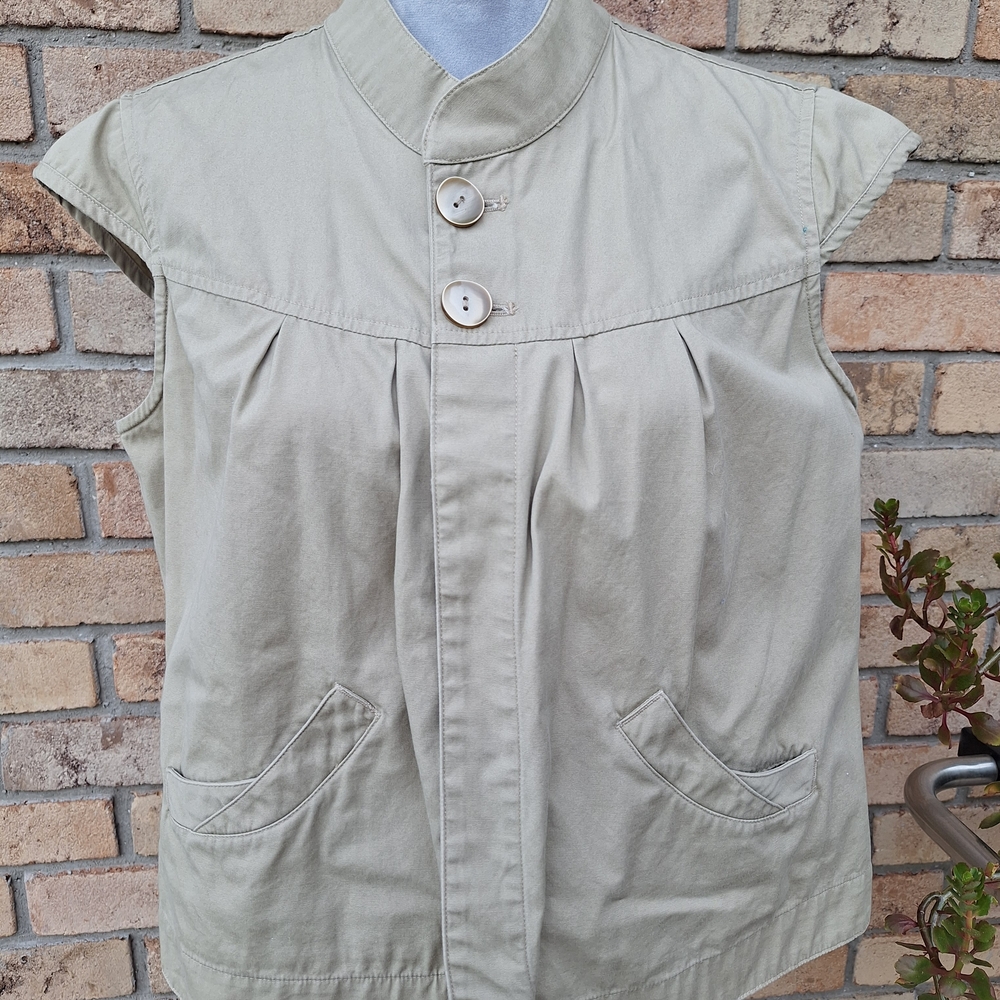 Christopher & Banks Tan Button-Front Top